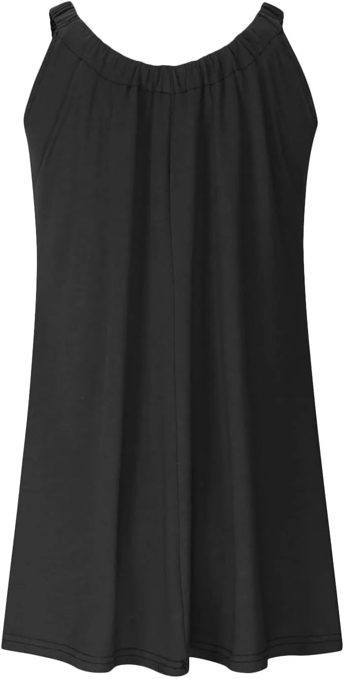 Womens Hawaiian Dresses Retro Classic Scoop Neck Tank Mini Beach Dress Summer Casual Cover Ups for Women