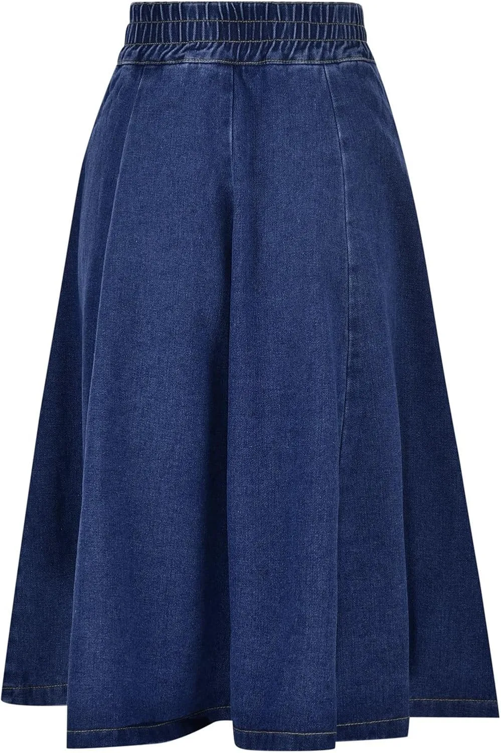 Women's High Waist Jean Skirt Casual Basic Pleated A Line Midi Denim Skirts Button Front Flowy Jean Skirts