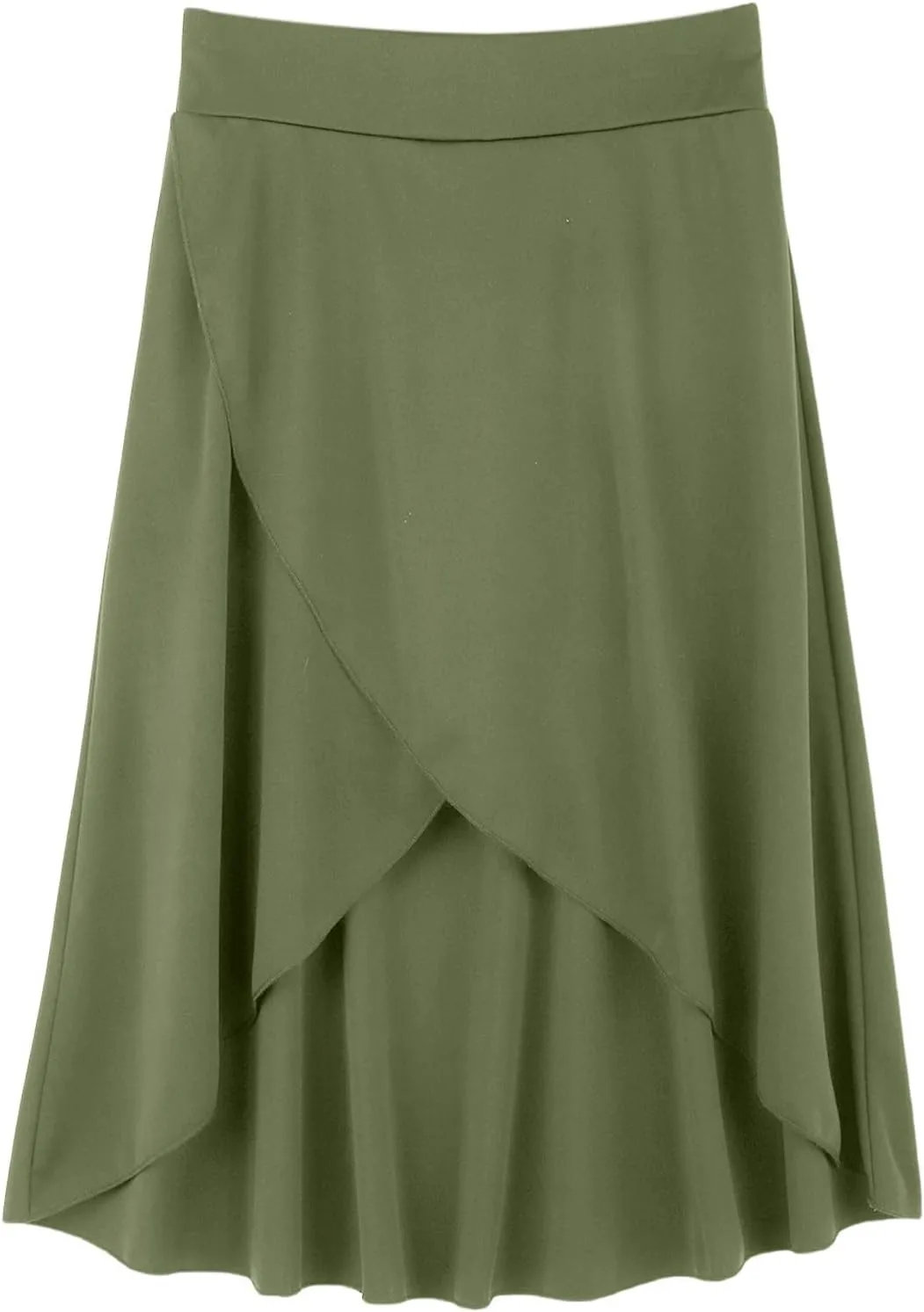 Women's High Waisted Ruffled Asymmetric Hem Long Skirt Split High Low Stretchy Skirt Handkerchief Hemline Midi Skirt