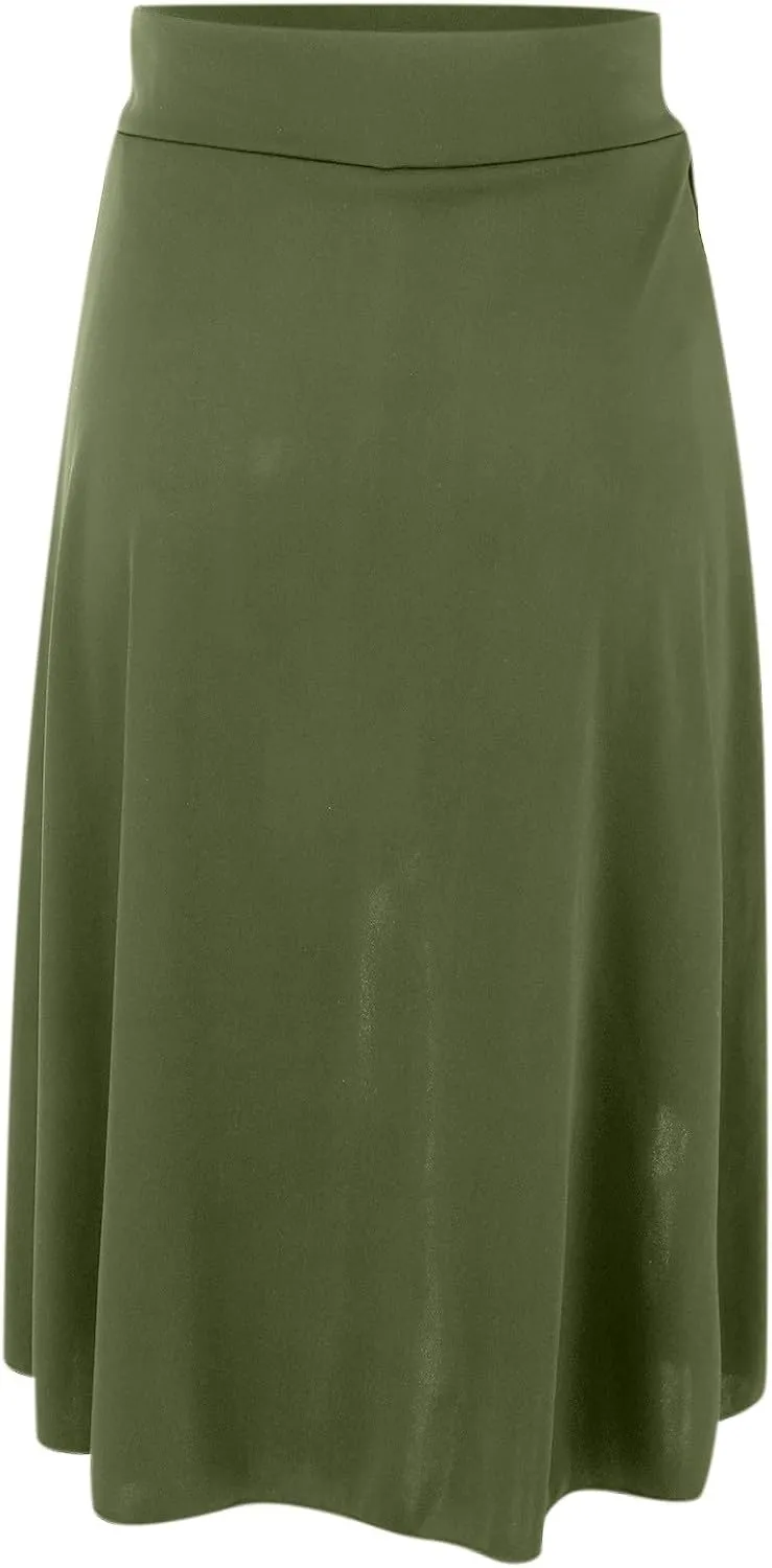 Women's High Waisted Ruffled Asymmetric Hem Long Skirt Split High Low Stretchy Skirt Handkerchief Hemline Midi Skirt