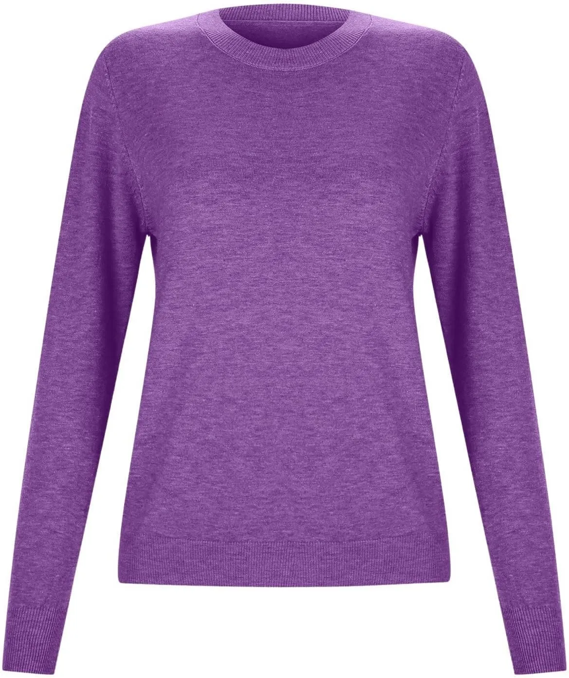 Womens Knitting Cotton Sweaters Casual Solid Warm Sweatshirts Loose Lightweight Long Sleeve Crew Neck Pullover Tops
