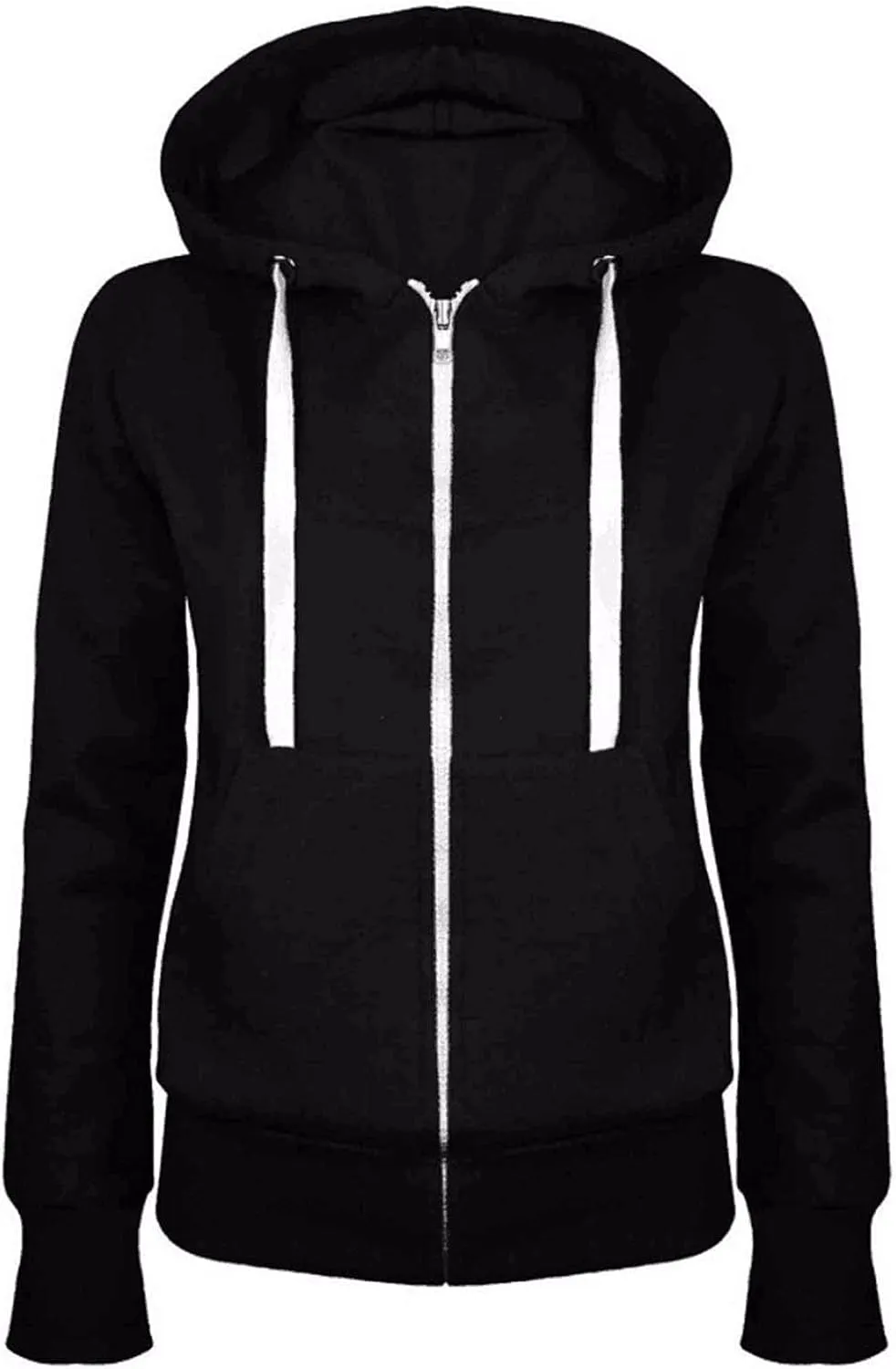 Womens Long Sleeve Jacket Full Zip Drawstring Sweatshirts with Pockets Casual Solid Color-Block Lightweight Pullover