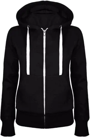 Womens Long Sleeve Jacket Full Zip Drawstring Sweatshirts with Pockets Casual Solid Color-Block Lightweight Pullover