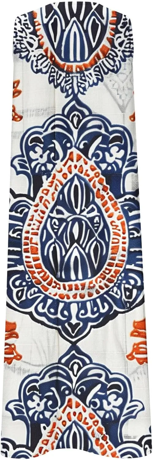 Women's Maxi Dress Fashion Printed Tank Dress Button V-Neck Sleeveless Dress Summer Boho Printed Long Dress