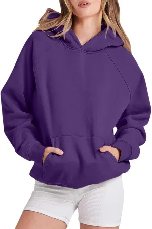 Womens Oversized Hoodies Loose Long Sleeve Pullover Tops with Pockets Solid Hoodies Fall Winter Fashion Clothes 2024