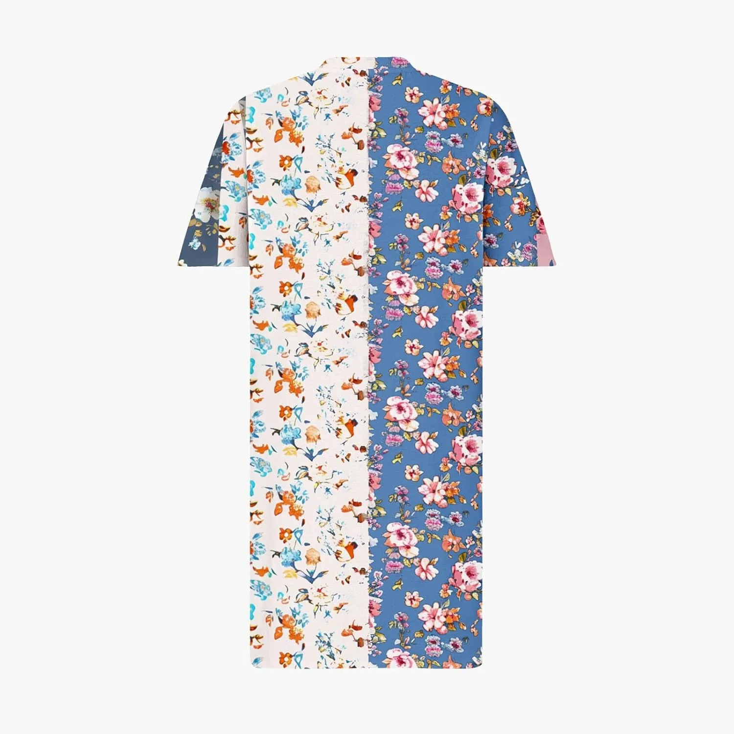 Women's Oversized Summer Sundresses Fashion Printed Loose Casual Dress Short Sleeved Knee Length Dress Beachwear