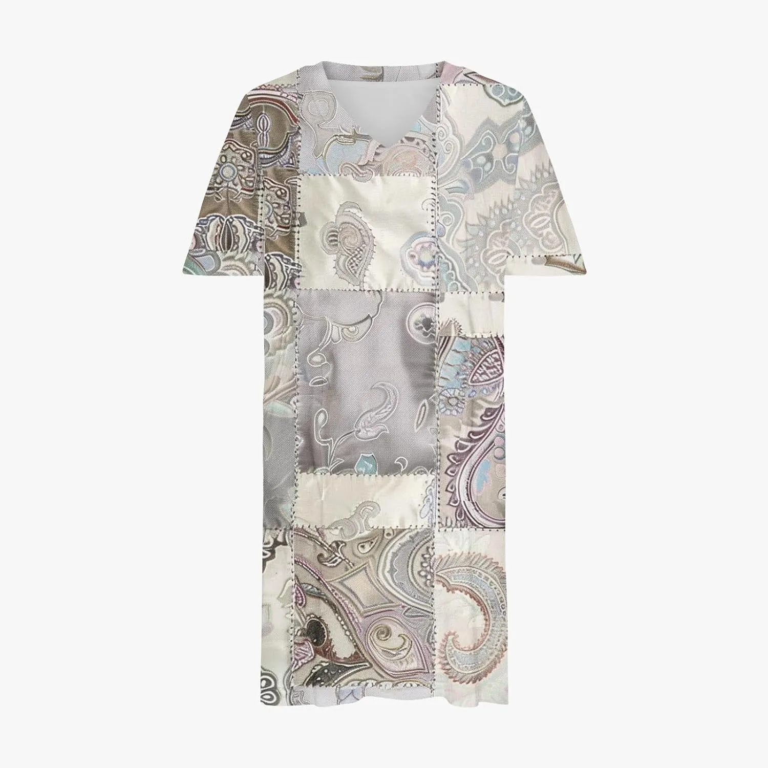 Women's Oversized Summer Sundresses Fashion Printed Loose Casual Dress Short Sleeved Knee Length Dress Beachwear