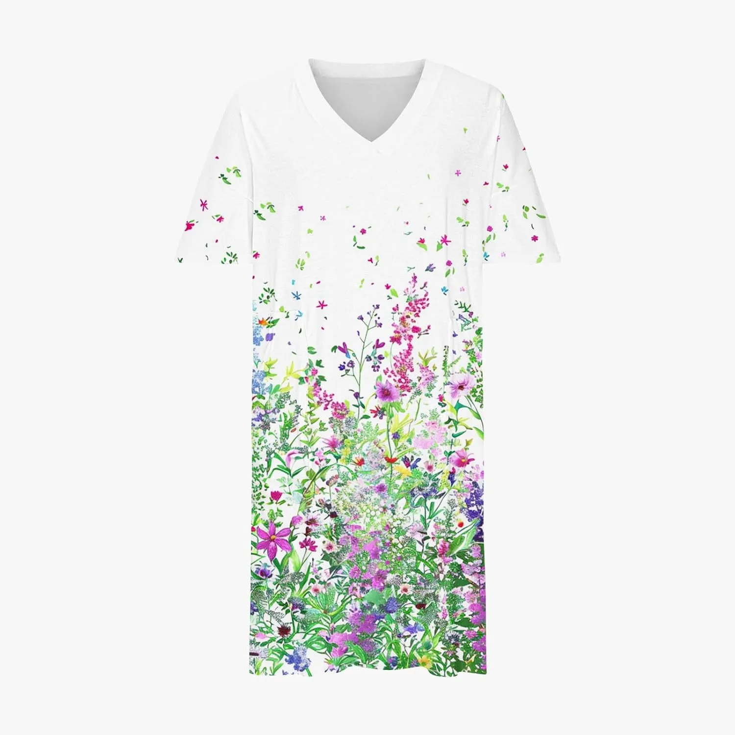 Women's Oversized Summer Sundresses Fashion Printed Loose Casual Dress Short Sleeved Knee Length Dress Beachwear