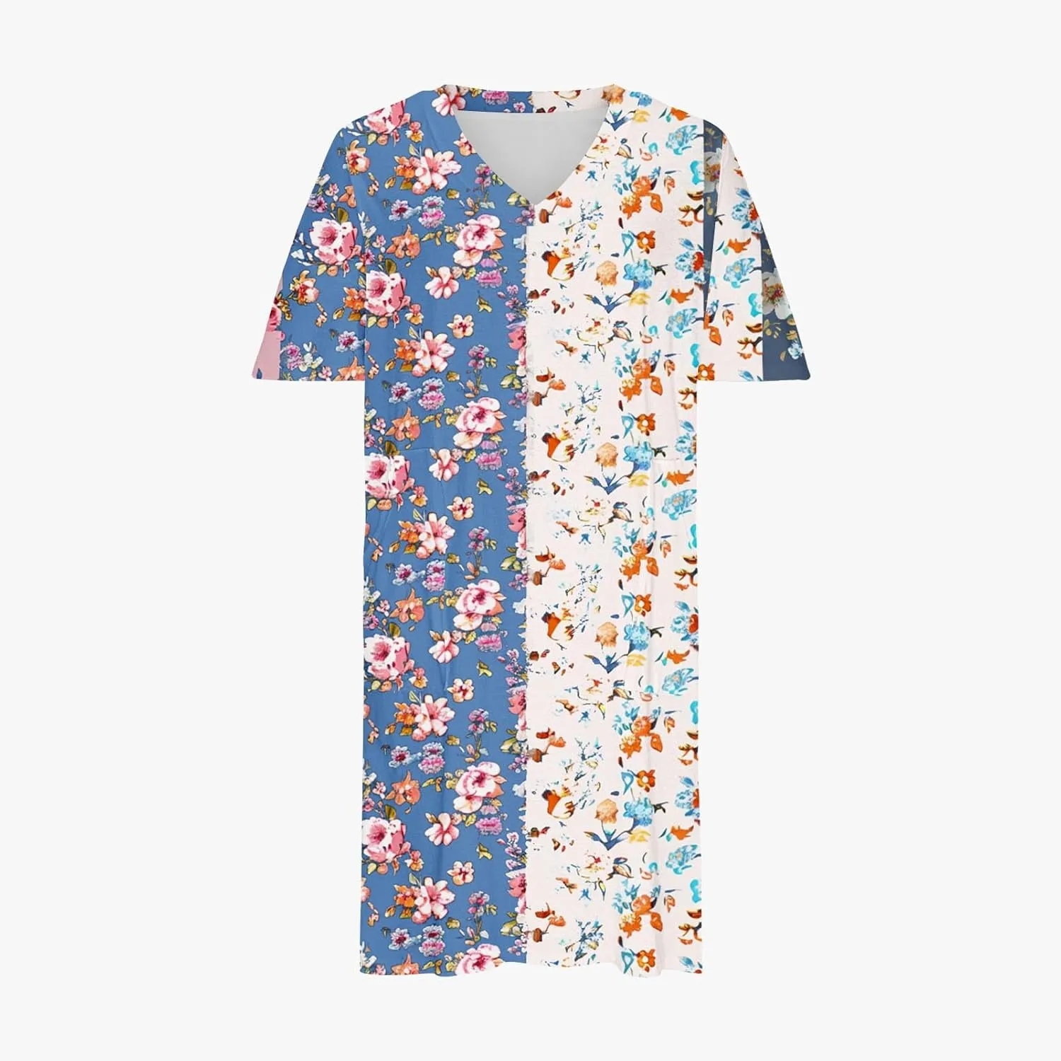 Women's Oversized Summer Sundresses Fashion Printed Loose Casual Dress Short Sleeved Knee Length Dress Beachwear