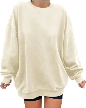 Womens Oversized Sweatshirt 2024 Casual Trendy Pullover Shirts Long Sleeve Crewneck Tunic Tops Ladies Fall Clothing