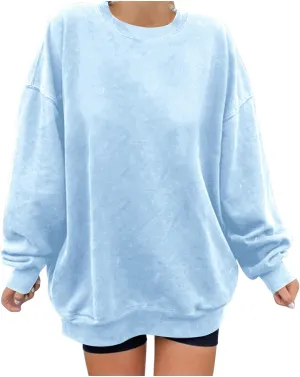 Womens Oversized Sweatshirt 2024 Casual Trendy Pullover Shirts Long Sleeve Crewneck Tunic Tops Ladies Fall Clothing