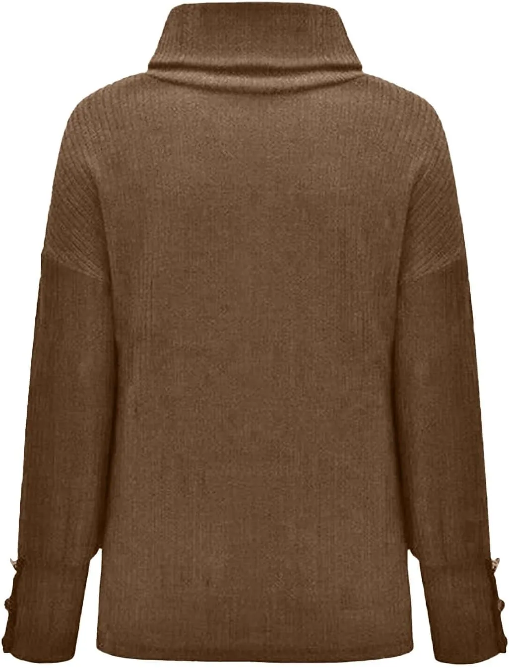 Women's Oversized Turtleneck Sweaters Fall 2024 Dressy Casual Ribbed Knit Button Long Sleeve Pullover Sweater