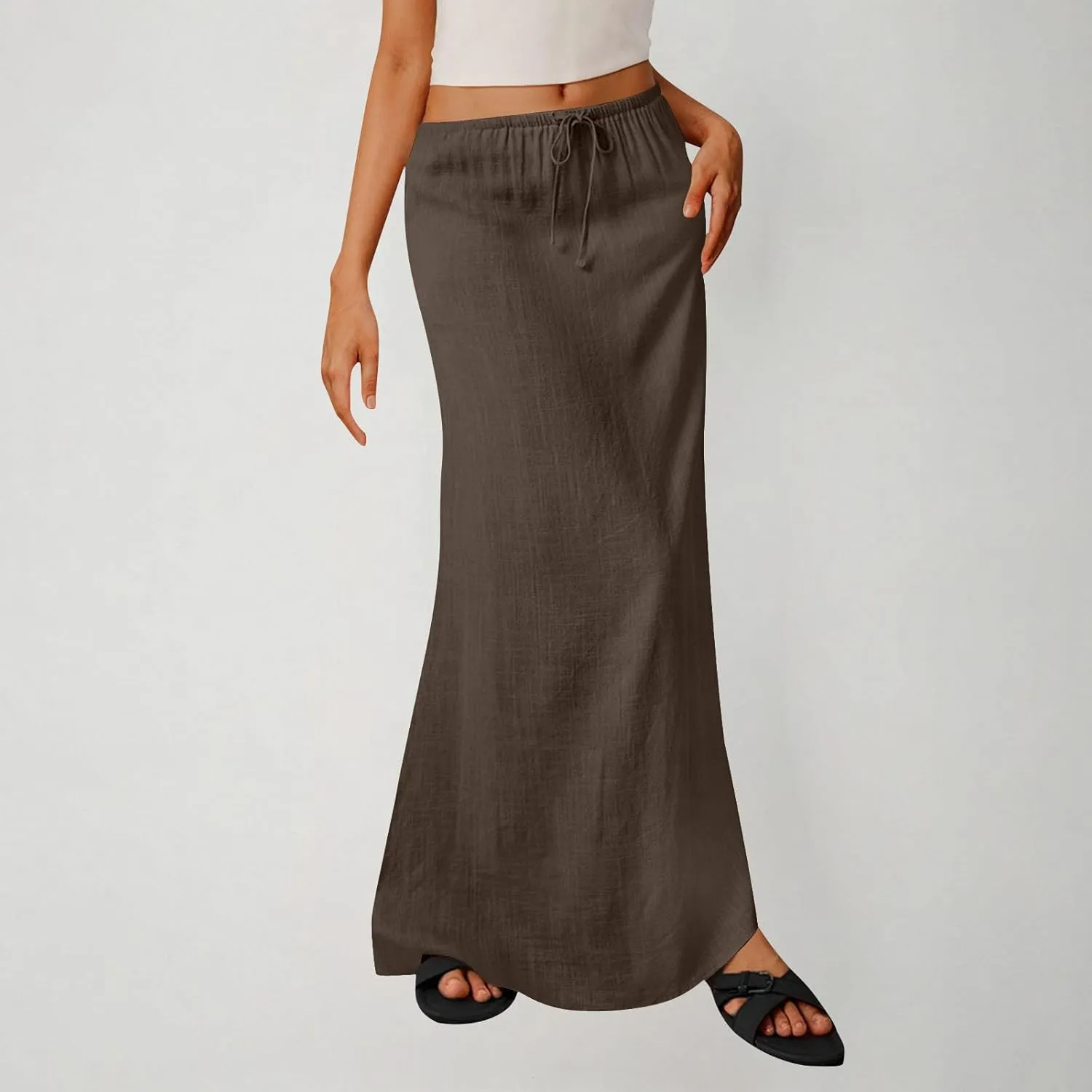 Women's Satin High Waisted Maxi Skirts Dressy Elegant Flared A-Line Long Skirts Trendy 2025 Summer New Casual Skirt