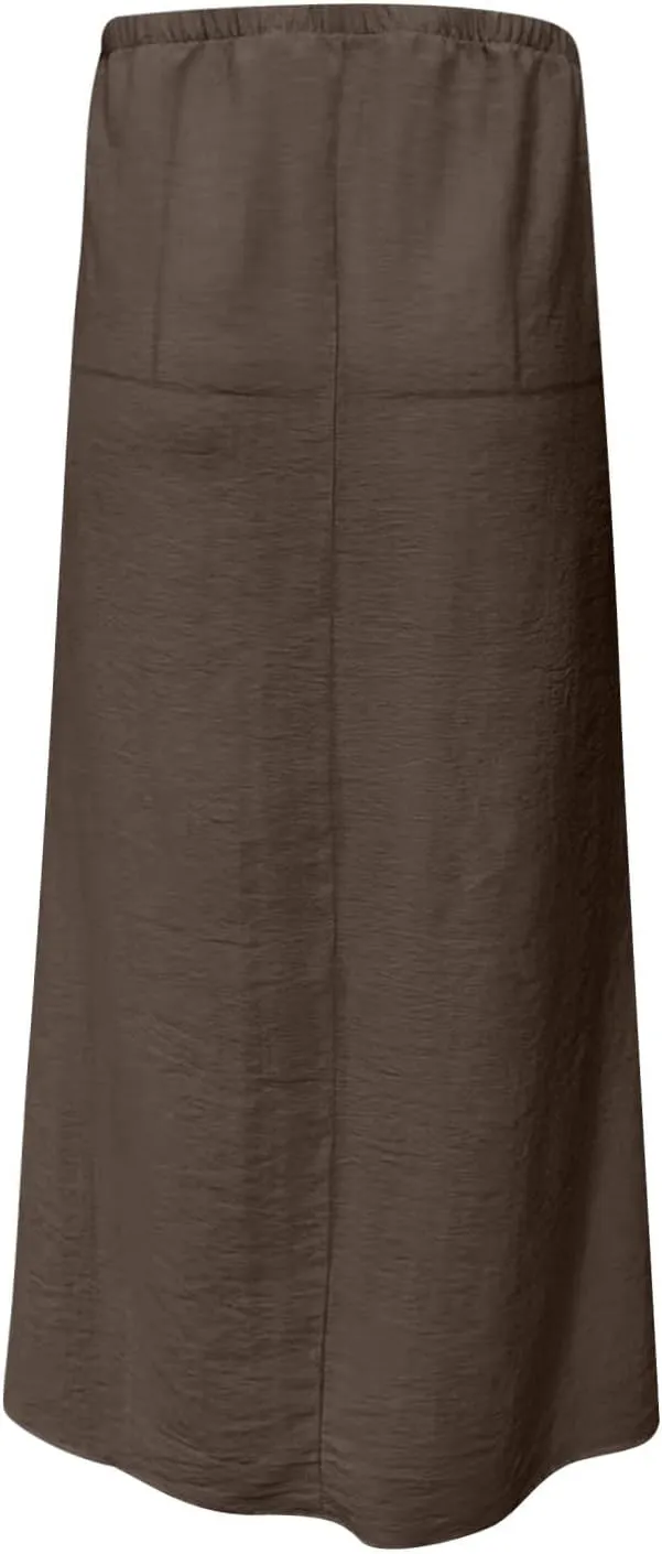 Women's Satin High Waisted Maxi Skirts Dressy Elegant Flared A-Line Long Skirts Trendy 2025 Summer New Casual Skirt