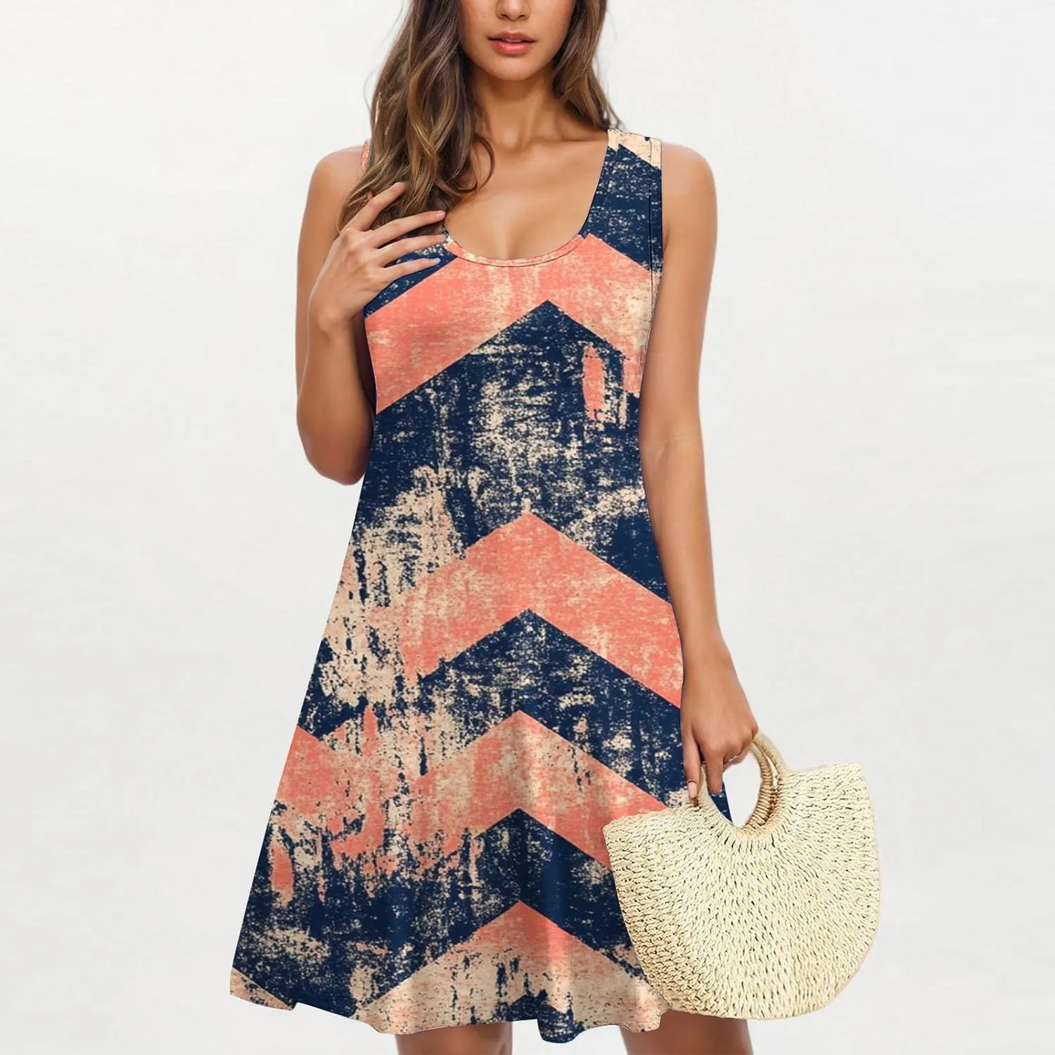 Women's Sleeveless Summer Dresses Aline Mini Dress Swing Dress Floral Printed Casual Dress Vacation Beach Dress