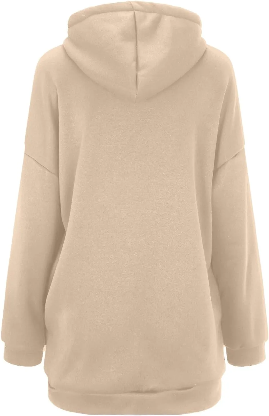 Womens Solid Color Street Style Hooded Long Zipper Sweatshirt With Fleece Oversized Hoodie Sweatshirt