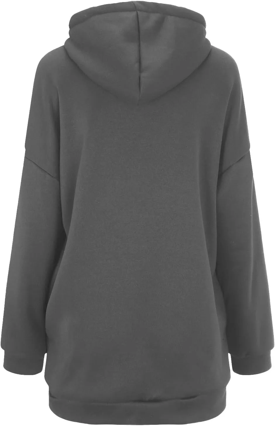 Women's Solid Color Zippered Hooded Longline Fleece Lined Streetwear Pullover Jacket Long Zipper Sweater