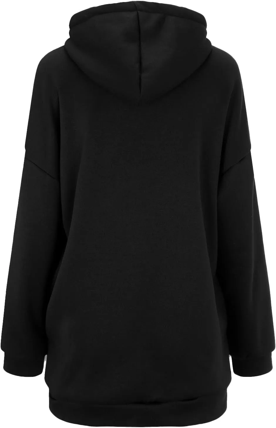 Women's Solid Color Zippered Hooded Longline Fleece Lined Streetwear Pullover Jacket Long Zipper Sweater