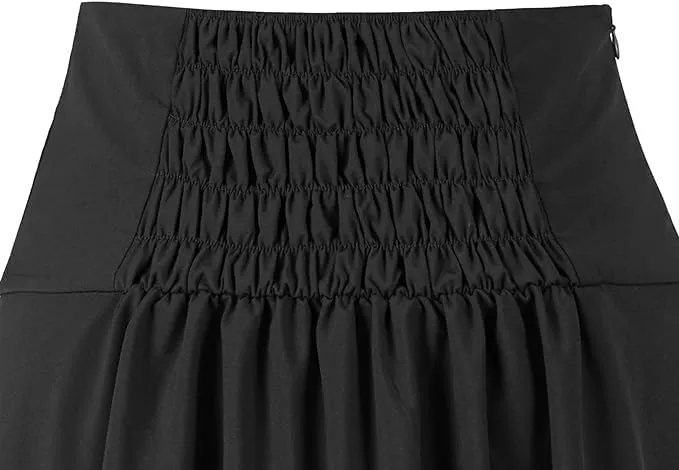 Women's Steampunk Skirt Retro Gothic Pleated Asymmetric High Low Lace Ruffle Skirt