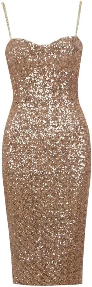 Women's Summer Sexy Sequin Slip Dresses Off Shoulder Tube Bodycon Dress, Elegant Spaghetti Strap Long Going Out Tight Dresses Party Club Dresses-Gold||M, X-Small-Large