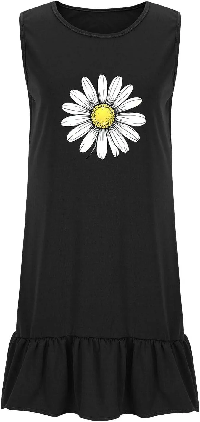 Womens Summer Short Dresses 2025 Floral Printed Casual Beach Short Dress Loose Fit Shift Dress