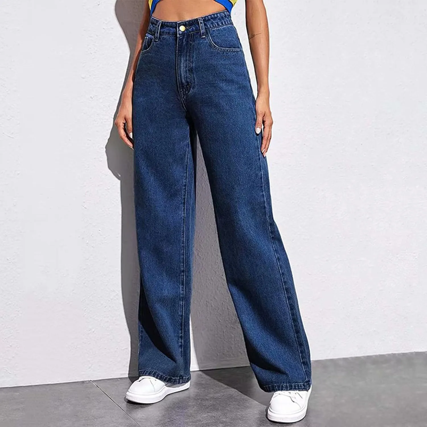 Women's Sweatpants That Look Like Jeans High Waisted Trendy Stretchy Pull On Baggy Jeans with Pockets Cute Sweatpants
