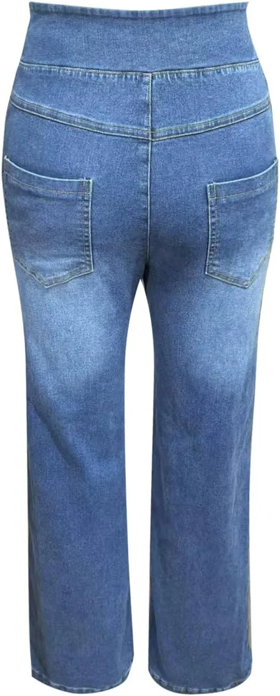 Women's Sweatpants That Look Like Jeans High Waisted Trendy Stretchy Pull On Baggy Jeans with Pockets Cute Sweatpants