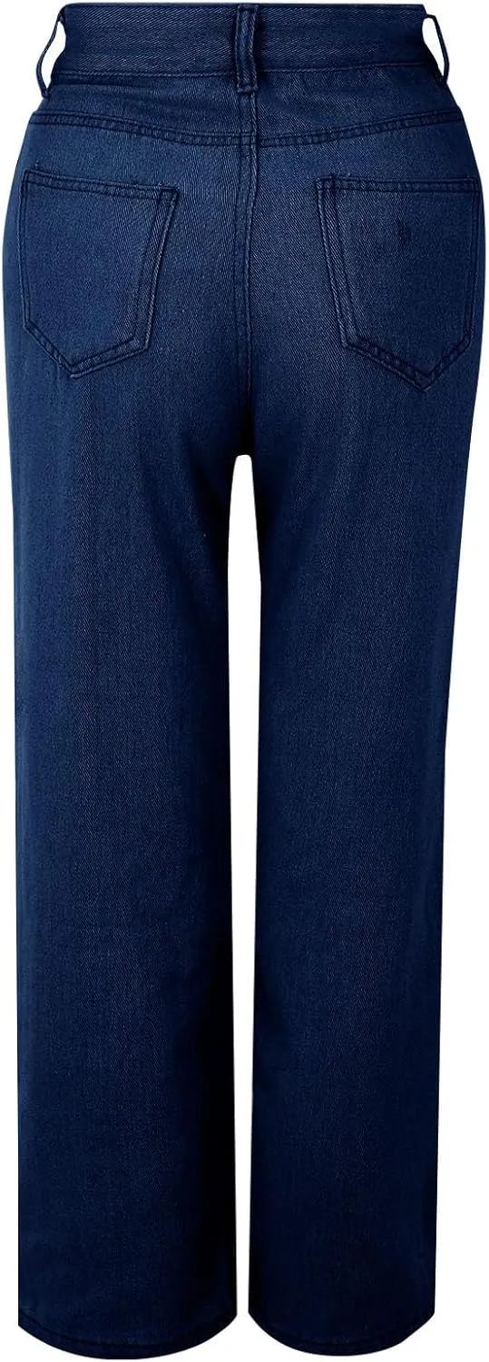 Women's Sweatpants That Look Like Jeans High Waisted Trendy Stretchy Pull On Baggy Jeans with Pockets Cute Sweatpants
