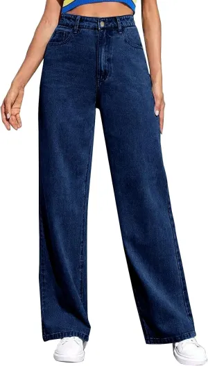 Women's Sweatpants That Look Like Jeans High Waisted Trendy Stretchy Pull On Baggy Jeans with Pockets Cute Sweatpants