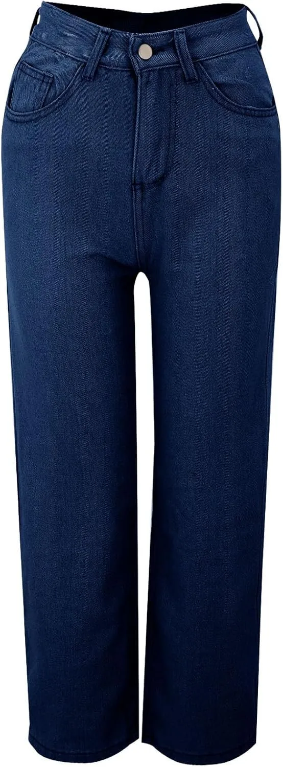 Women's Sweatpants That Look Like Jeans High Waisted Trendy Stretchy Pull On Baggy Jeans with Pockets Cute Sweatpants