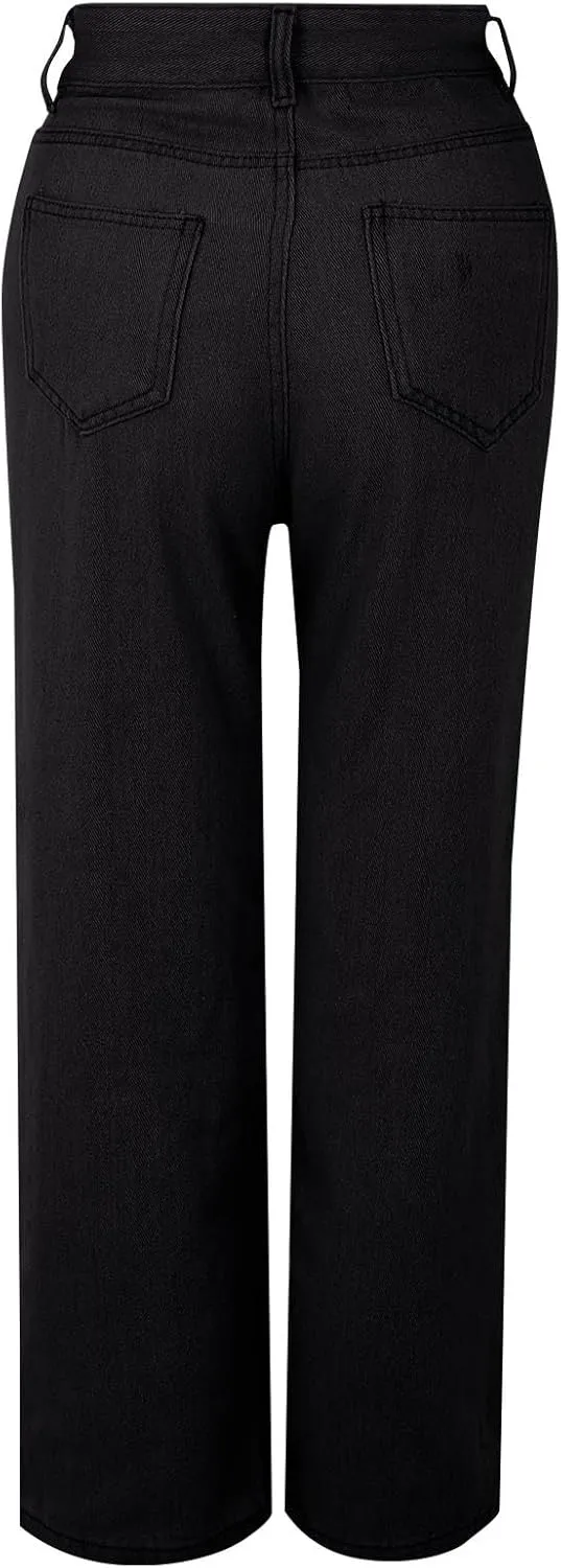 Women's Sweatpants That Look Like Jeans High Waisted Trendy Stretchy Pull On Baggy Jeans with Pockets Cute Sweatpants