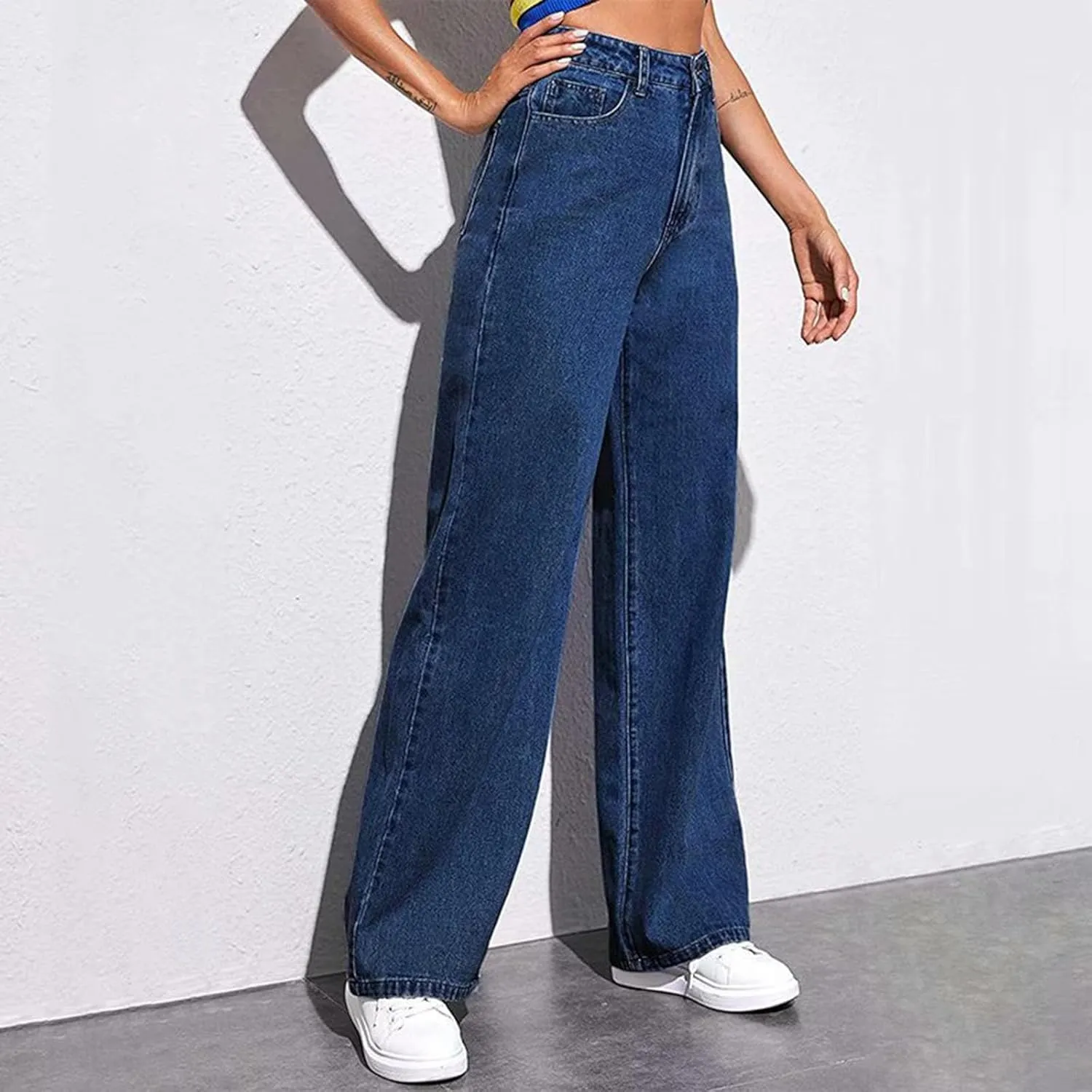 Women's Sweatpants That Look Like Jeans High Waisted Trendy Stretchy Pull On Baggy Jeans with Pockets Cute Sweatpants