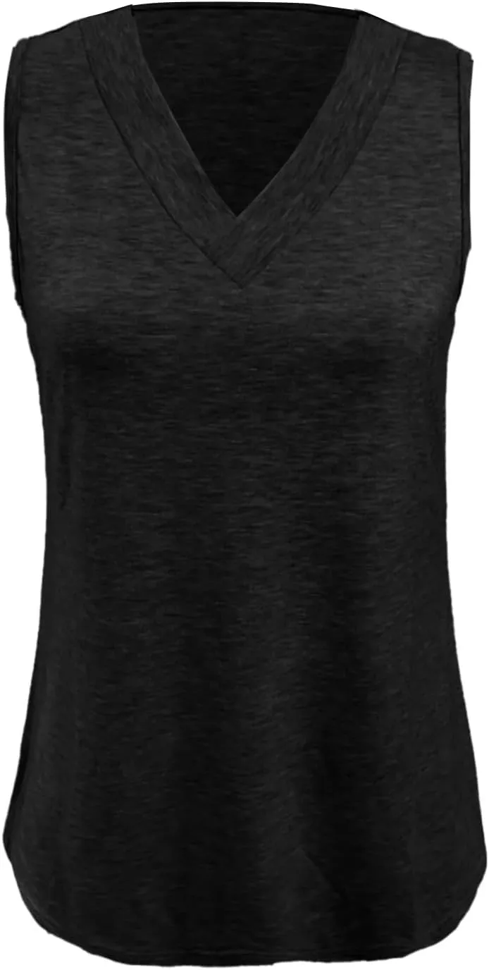 Womens Tank Tops 2025 Sleeveless Summer Vacation Beach Tee Shirt Loose Fit Casual T-Shirt