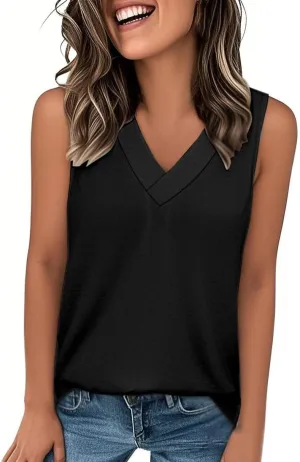 Womens Tank Tops 2025 Sleeveless Summer Vacation Beach Tee Shirt Loose Fit Casual T-Shirt
