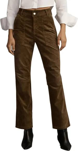 Women's Vintage Corduroy Pants Low Rise Straight Leg Baggy Barrel Jeans Patch Pocket Pants Trouser