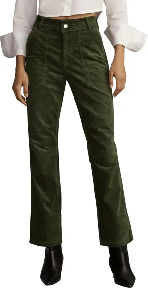 Women's Vintage Corduroy Pants Low Rise Straight Leg Baggy Barrel Jeans Patch Pocket Pants Trouser