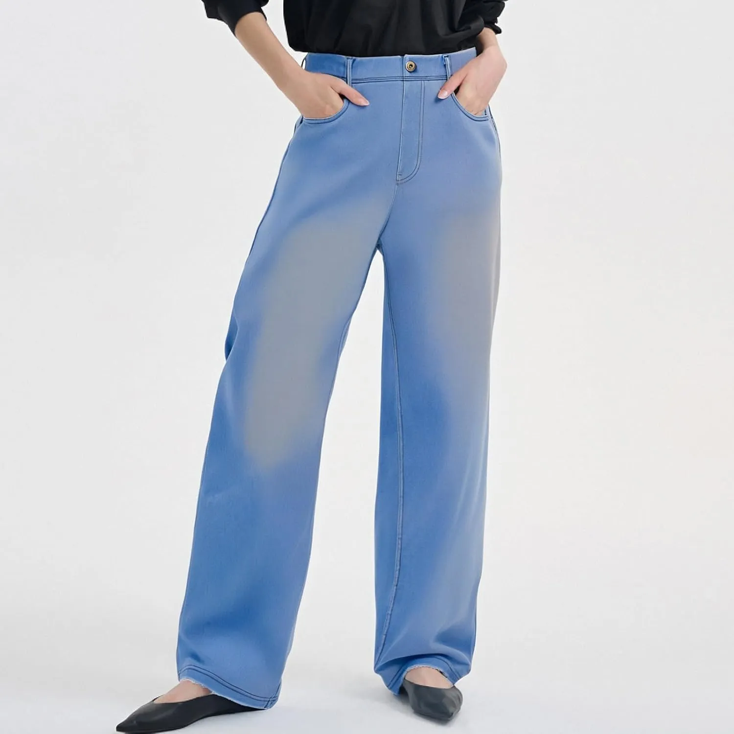 Women's Wide Leg Jeans Womens Jeans High Waisted Denim Pants for Women with Pockets Trendy