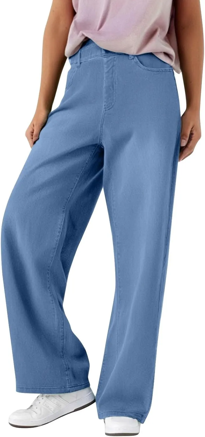 Women's Wide Leg Jeans Womens Jeans High Waisted Denim Pants for Women with Pockets Trendy