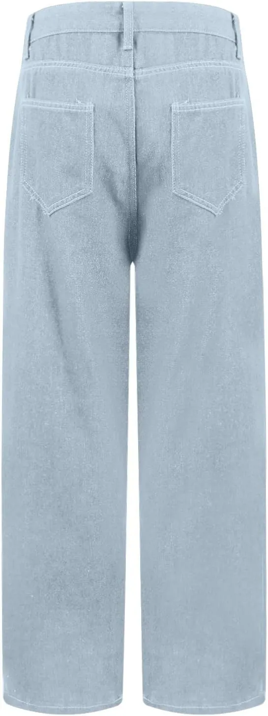Women's Wide Leg Jeans Womens Jeans High Waisted Denim Pants for Women with Pockets Trendy