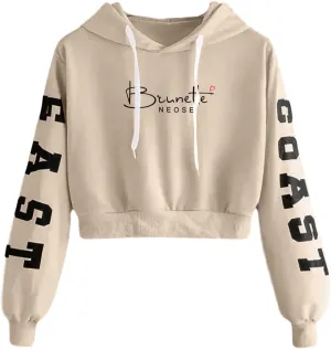Womens Y2k Hoodies Cropped Sweatshirts Letter Graphic Print Pullover Oversized Casual Blouse Loose Teen Girls Tops
