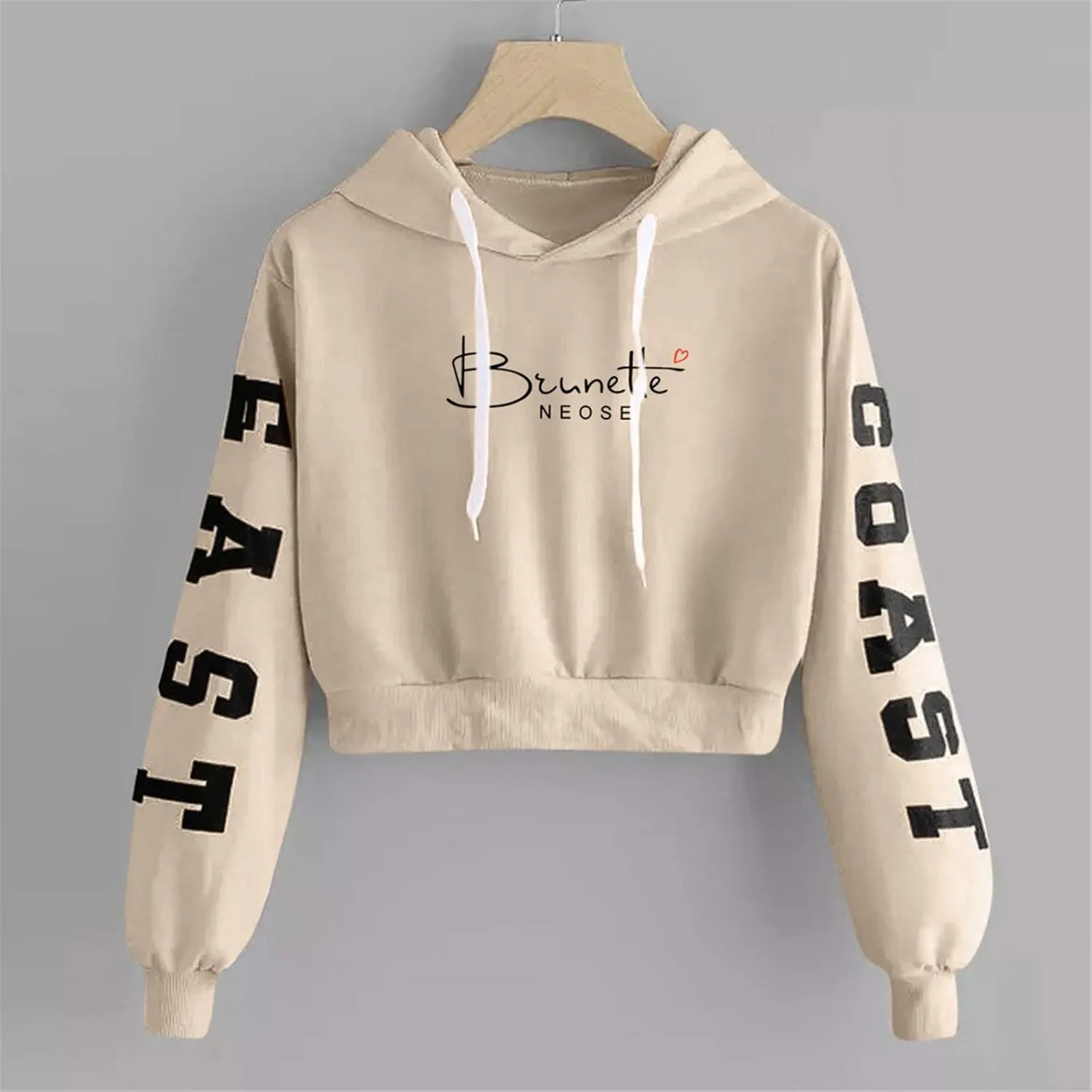 Womens Y2k Hoodies Cropped Sweatshirts Letter Graphic Print Pullover Oversized Casual Blouse Loose Teen Girls Tops