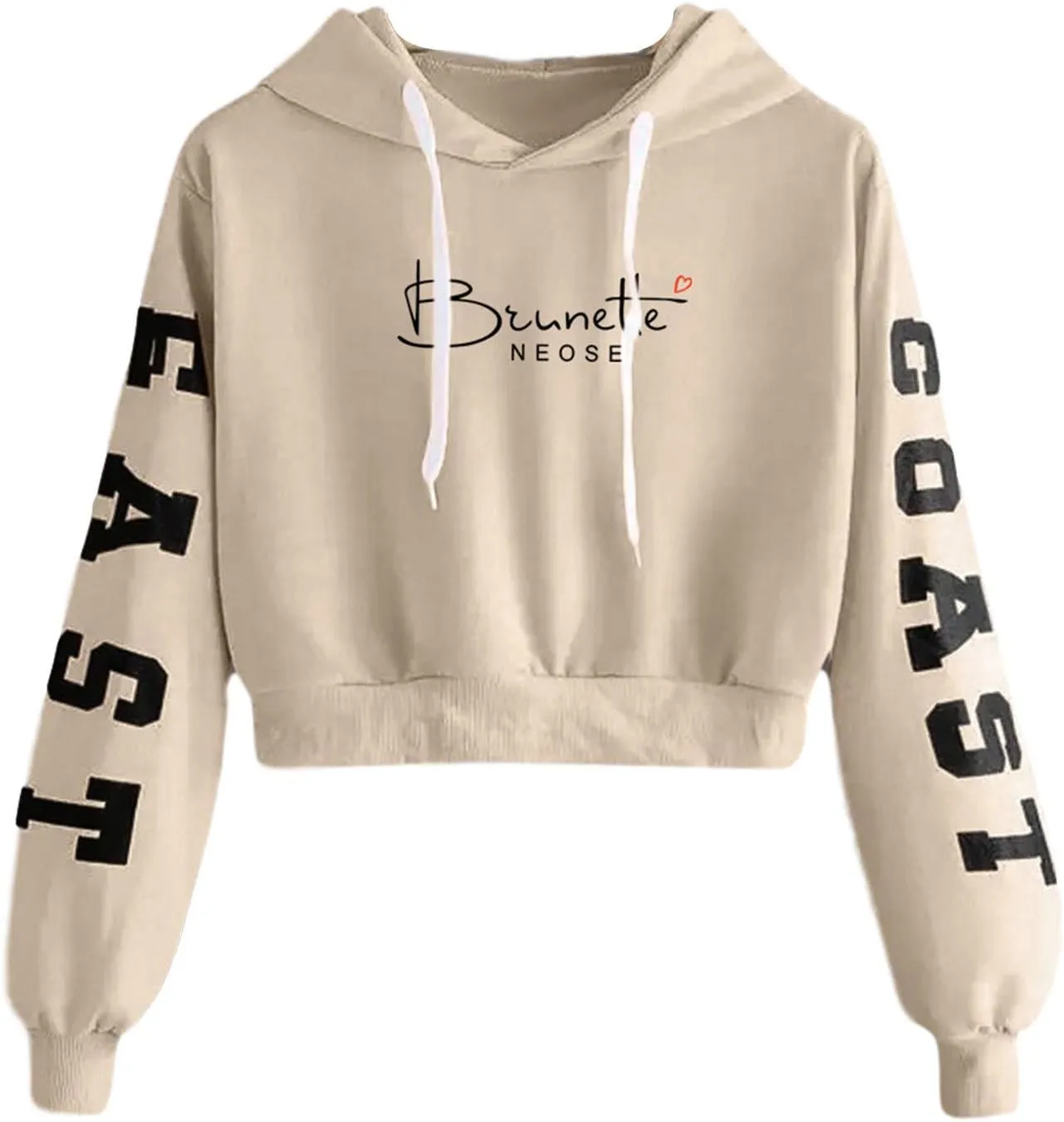Womens Y2k Hoodies Cropped Sweatshirts Letter Graphic Print Pullover Oversized Casual Blouse Loose Teen Girls Tops