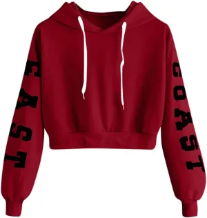 Womens Y2k Hoodies Cropped Sweatshirts Letter Graphic Print Pullover Oversized Casual Blouse Loose Teen Girls Tops