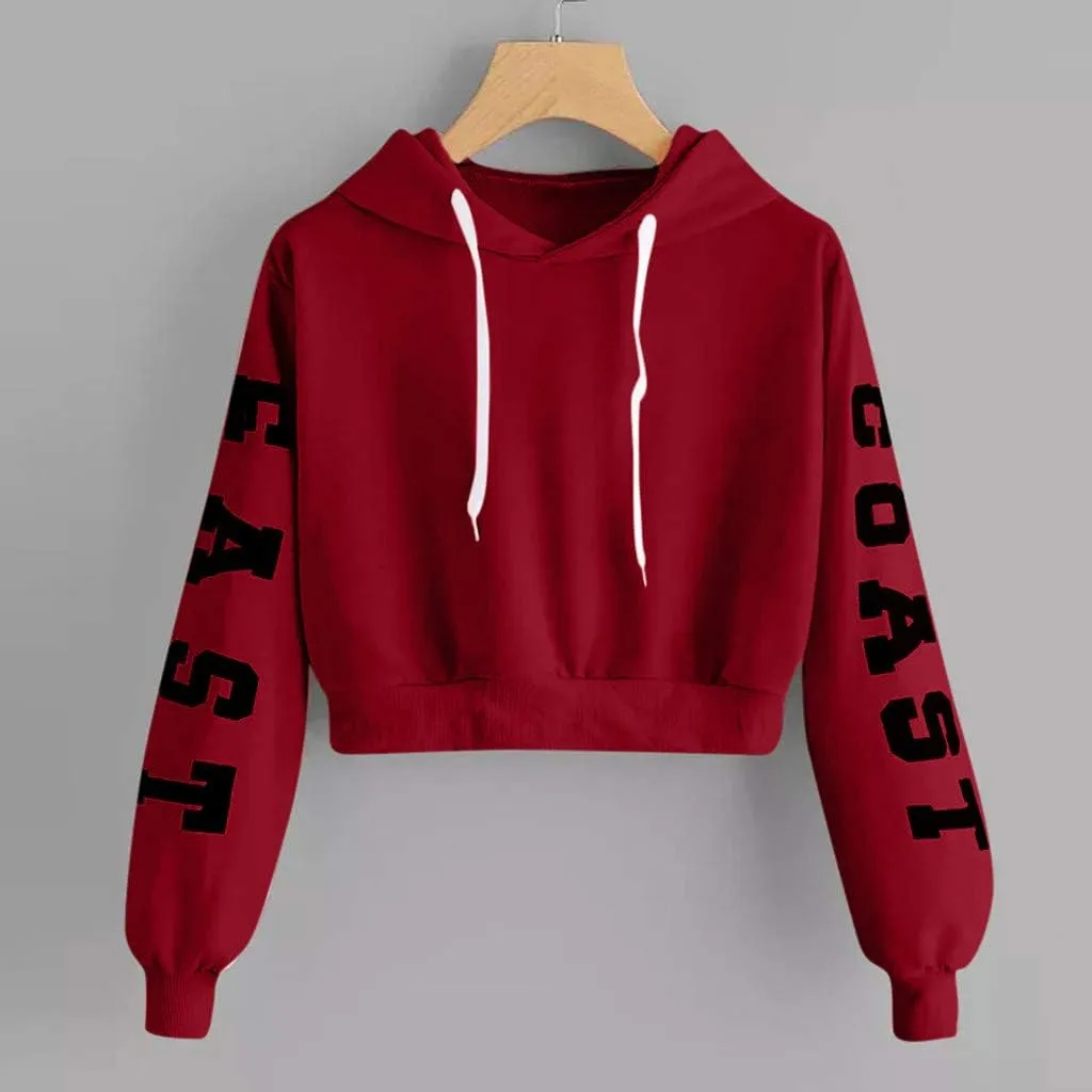 Womens Y2k Hoodies Cropped Sweatshirts Letter Graphic Print Pullover Oversized Casual Blouse Loose Teen Girls Tops