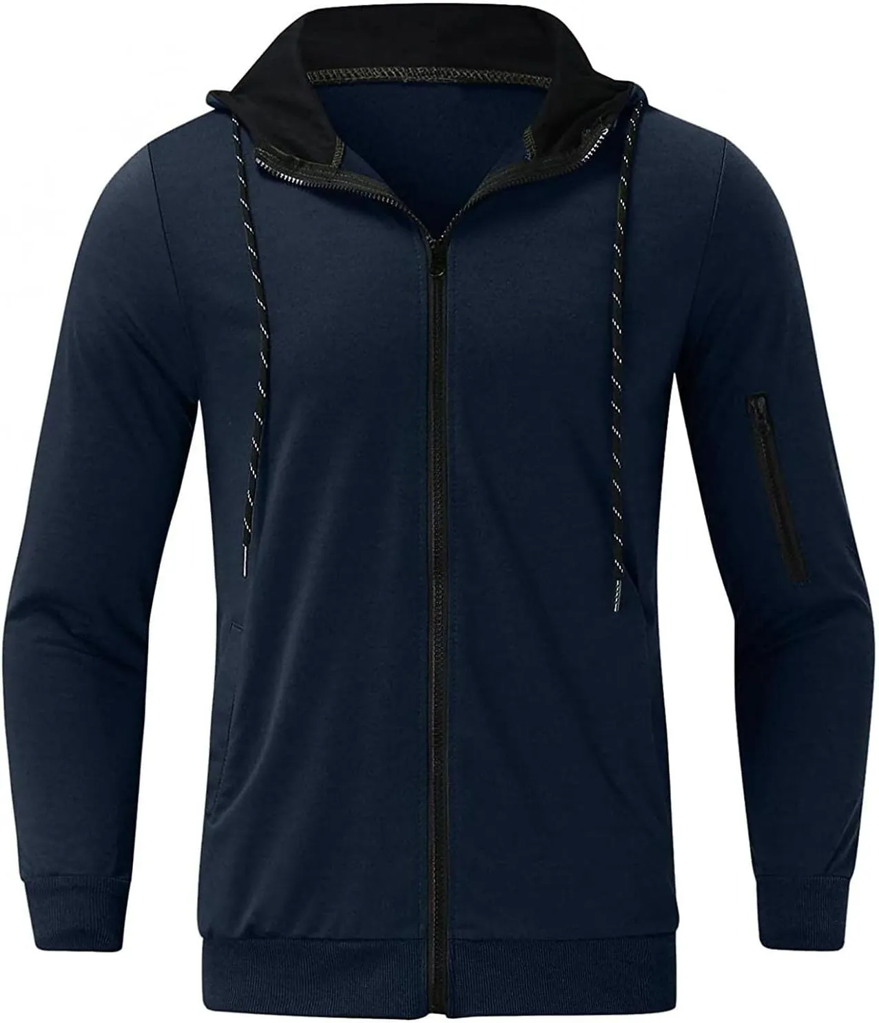 XIAXOGOOL Hoodies For Men,Men's Casual Full Zipper Long-Sleeved Hooded Sweatshirt With Pockets Jogging Gym Training Hoodie