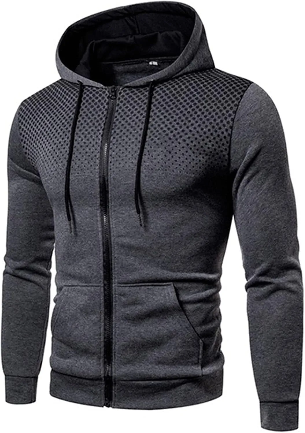 XIAXOGOOL Zip Up Hoodie Men 2023 Color Block Long Sleeve Casual Drawstring Sweatshirt Sport Outwear Coat Jacket with Pockets
