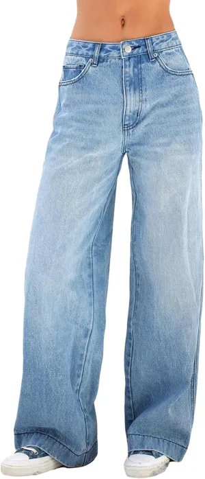 Y2K Women High Waisted Skinny Straight Leg Jeans Color Block Denim Pants Patchwork Classic Streetwear Baggy Trouser