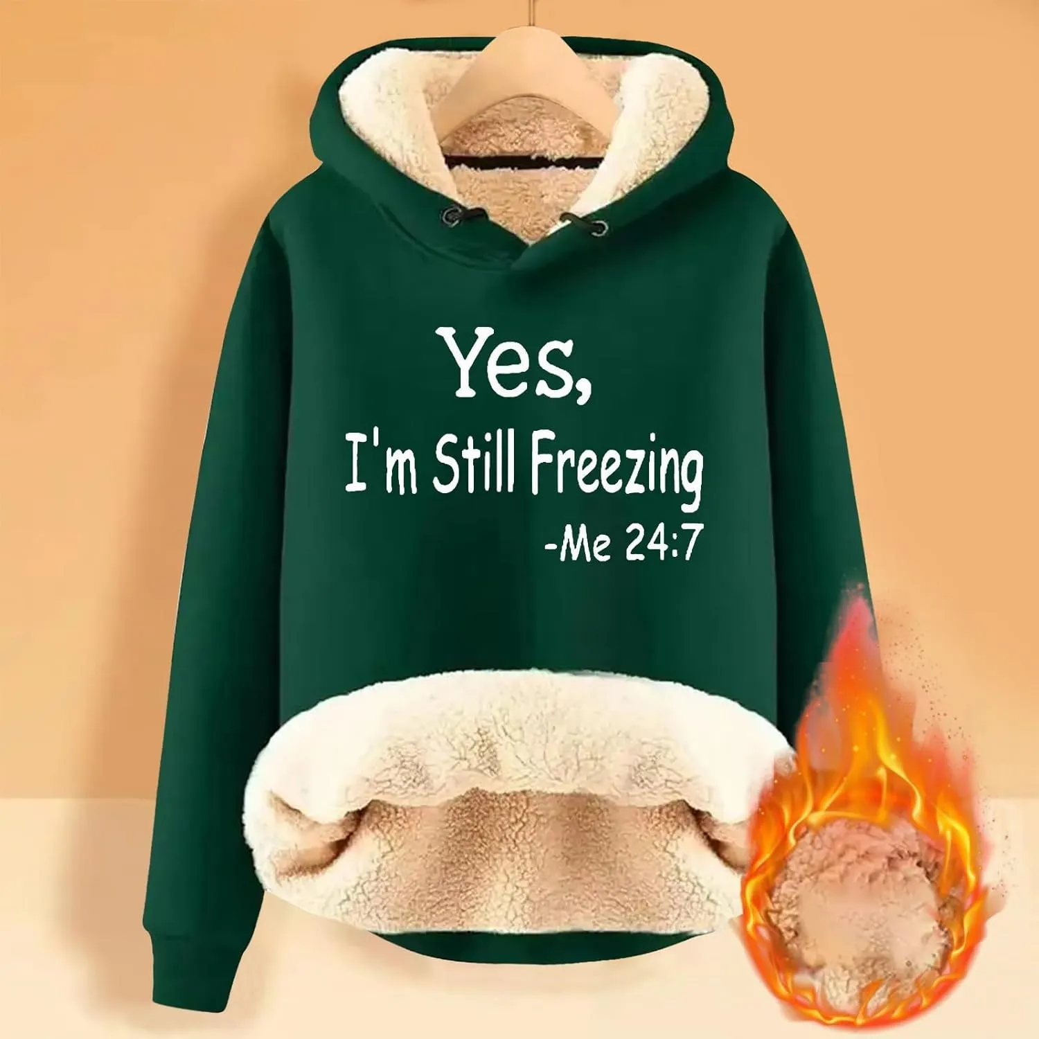 Yes,I'm Still Freezing Sweatshirts for Women Winter Warm Thermal Sherpa Lined Fleece Pullover Hoodies Jacket