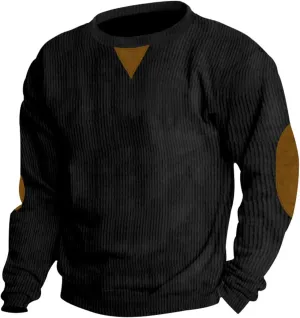 Ymosrh Men's Casual Crewneck Sweatshirts Long Sleeve Corduroy Pullover Tops Workout Sweaters Sports Sweat Shirts, S-3XL